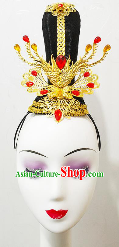 Chinese Beauty Dance Hair Accessories Court Dance Hairpieces Classical Dance Performance Wigs Chignon