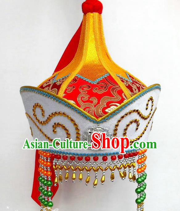 Chinese Mongol Nationality Female Tassel Hat Ethnic Dance Performance Headdress Mongolian Minority Headwear