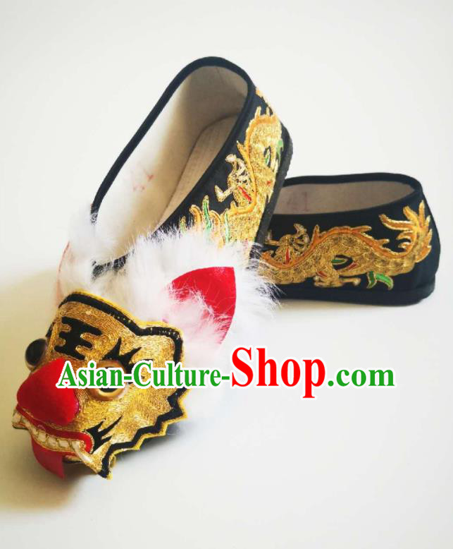 Chinese Beijing Opera Wusheng Shoes Handmade Embroidered Tiger Head Shoes Peking Opera Shoes Chuan Opera General Shoes