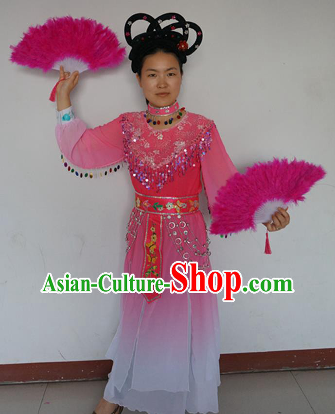 China Flower Drum Opera Garment Opera Liu Hai Cuts Firewood Hu Xiuying Clothing Peking Opera Actress Pink Dress