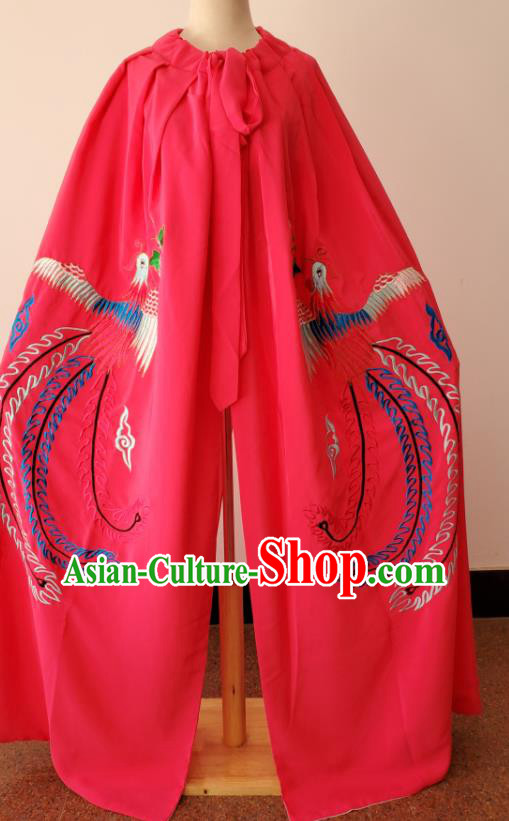 China Peking Opera Embroidered Phoenix Rosy Mantle Beijing Opera Diva Cape Shaoxing Opera Empress Costume Ancient Princess Clothing