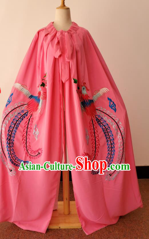 China Ancient Princess Clothing Peking Opera Embroidered Phoenix Pink Mantle Beijing Opera Diva Cape Shaoxing Opera Empress Costume