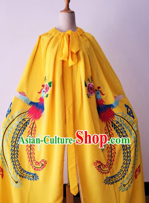 China Shaoxing Opera Empress Costume Ancient Princess Clothing Peking Opera Embroidered Phoenix Yellow Mantle Beijing Opera Diva Cape