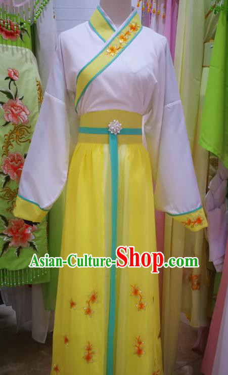 China Ancient Court Maid Clothing Peking Opera Servant Girl Yellow Dress Beijing Opera Palace Lady Costume Shaoxing Opera Actress Uniforms