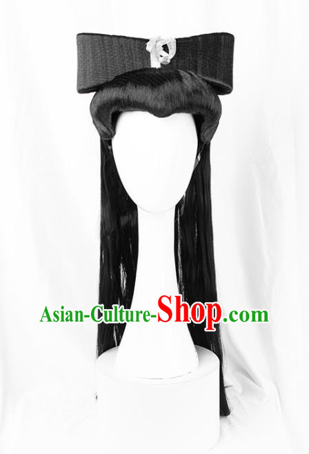Chinese Drama Madam White Snake Bai Suzhen Hairpieces Traditional Hanfu Wigs Chignon Ancient Goddess Headdress