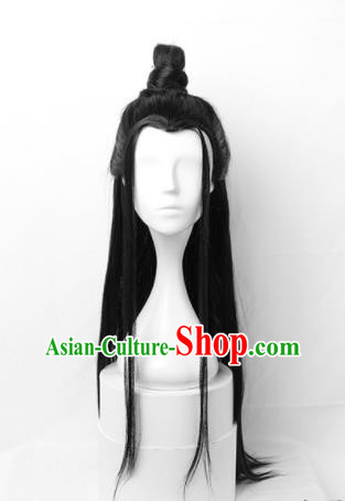 Chinese Traditional Cosplay Childe Headdress Ancient Young Male Hairpieces Ming Dynasty Crown Prince Wigs
