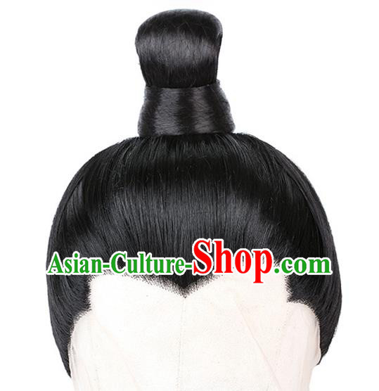 Chinese Handmade Ancient Young Childe Hairpieces Tang Dynasty Swordsman Front Lace Wigs Traditional Cosplay Prince Headdress