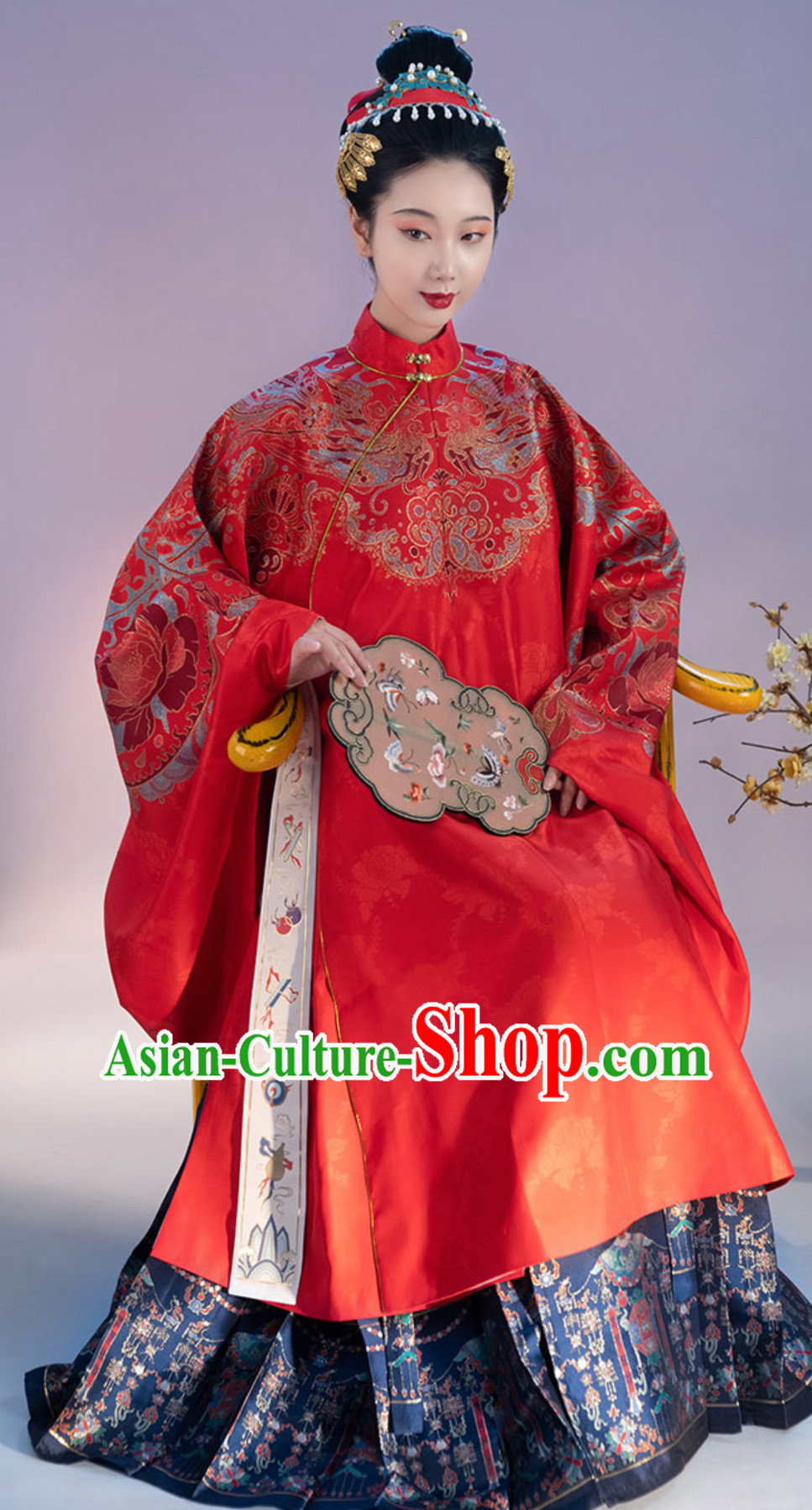Top Red Chinese Ancient Imperial Wedding Dress Ming Dynasty Queen Clothing for Women