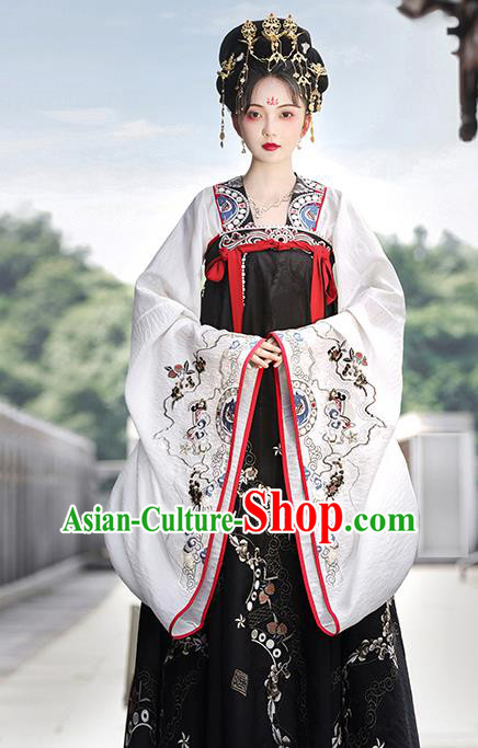China Traditional Court Black Hanfu Dress Ancient Royal Princess Garment Costumes Tang Dynasty Noble Infanta Historical Clothing