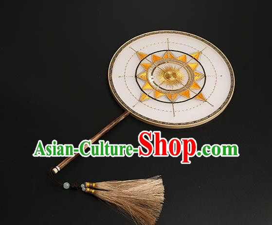 China Classical Dance Embroidered Fan Handmade Silk Palace Fan Traditional Hanfu Circular Fans