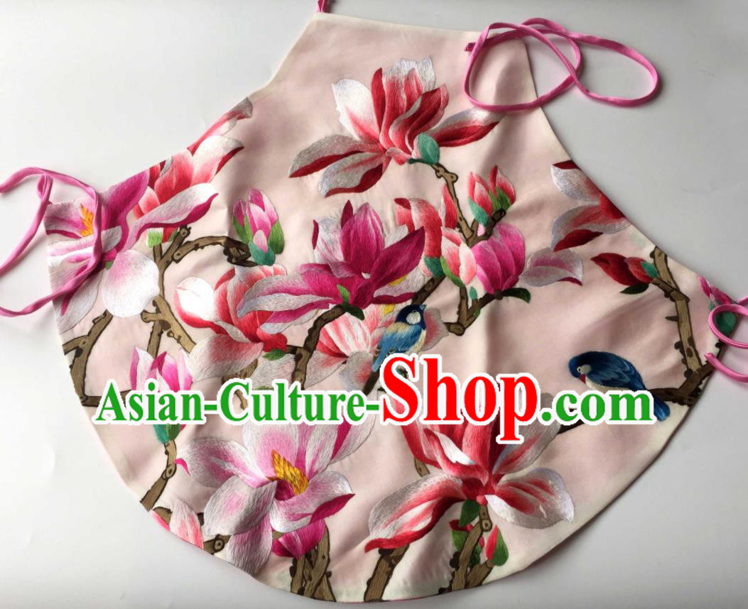 Chinese Traditional Light Pink Silk Stomachers Clothing National Woman Underwear Suzhou Embroidered Mangnolia Bellyband