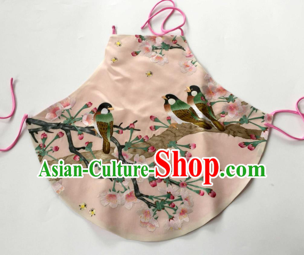 Chinese Suzhou Embroidery Begonia Bird Bellyband Traditional Orange Silk Stomachers Clothing National Woman Cheongsam Underwear