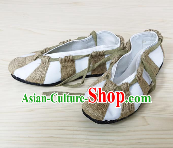 China Peking Opera Shoes Ancient Taoist Priest Shoes Beijing Opera Straw Shoes