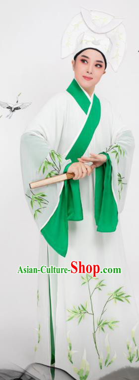 China Traditional Yue Opera Scholar Xu Xian Garment Peking Opera Xiaosheng White Robe Costume Beijing Opera Niche Clothing
