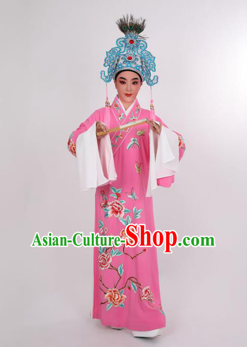 Chinese Opera Scholar Embroidered Rosy Robe Costume Beijing Opera Xiaosheng Uniforms Yue Opera Young Childe Clothing