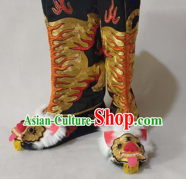 China Traditional Peking Opera Takefu Shoes Peking Opera Warrior Shoes Sichuan Opera Tiger Head Boots