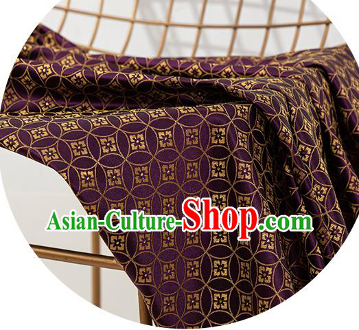 China Traditional Tang Suit Fabric Purple Copper Pattern Brocade Material Hanfu Silk Damask Jacquard Tapestry