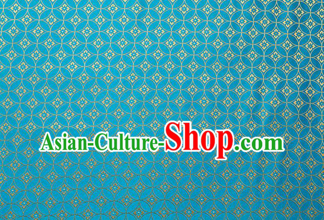 China Traditional Hanfu Satin Fabric Classical Copper Pattern Brocade Material Tang Suit Silk Damask Jacquard Blue Tapestry