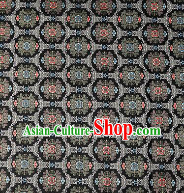 China Traditional Hanfu Satin Fabric Classical Pattern Black Brocade Material Tang Suit Silk Damask Jacquard Textile Tapestry