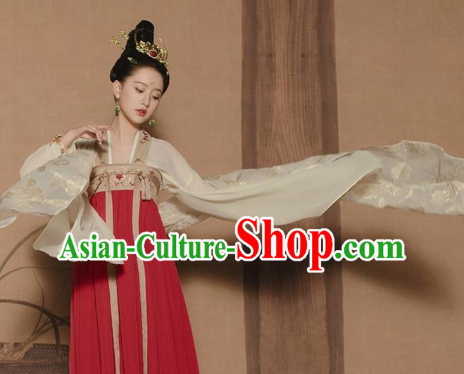 China Ancient Court Princess Garment Costumes Traditional Tang Dynasty Palace Lady Hanfu Dress Historical Clothing