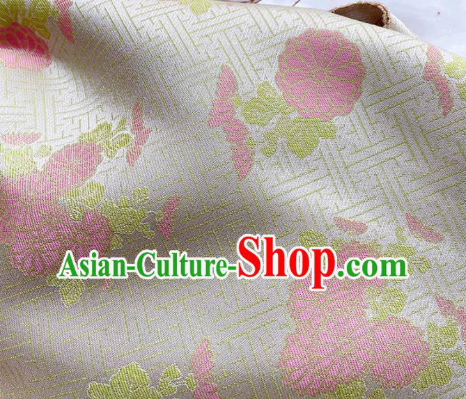 China Tang Suit Damask Classical Chrysanthemum Pattern Tapestry Traditional Hanfu Silk Fabric Qipao Dress Beige Song Brocade