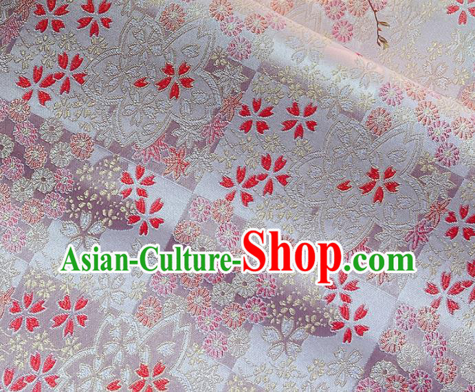 Japanese Traditional Sakura Pattern Pink Satin Drapery Asian Kimono Tapestry Fabric Nishijin Brocade