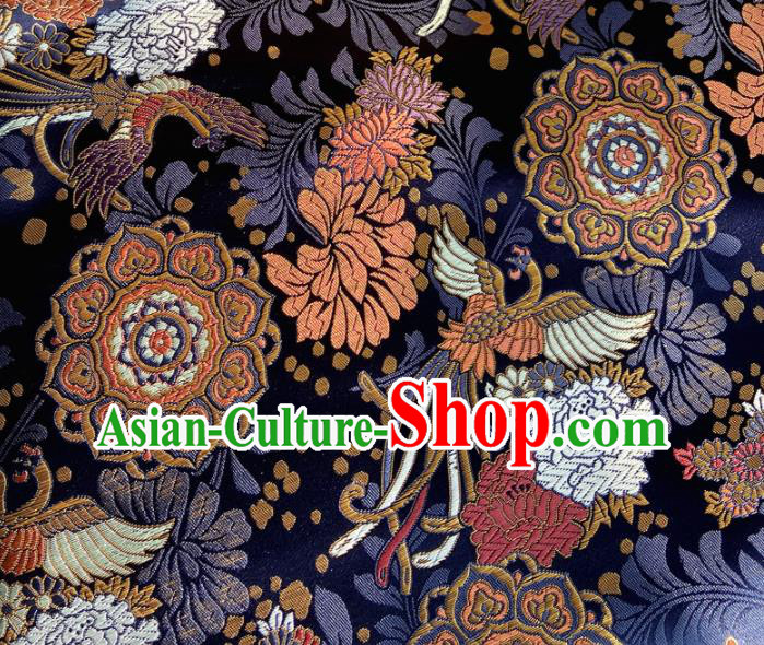 China Tang Suit Damask Classical Phoenix Pattern Satin Tapestry Traditional Hanfu Silk Fabric Tibetan Robe Black Brocade