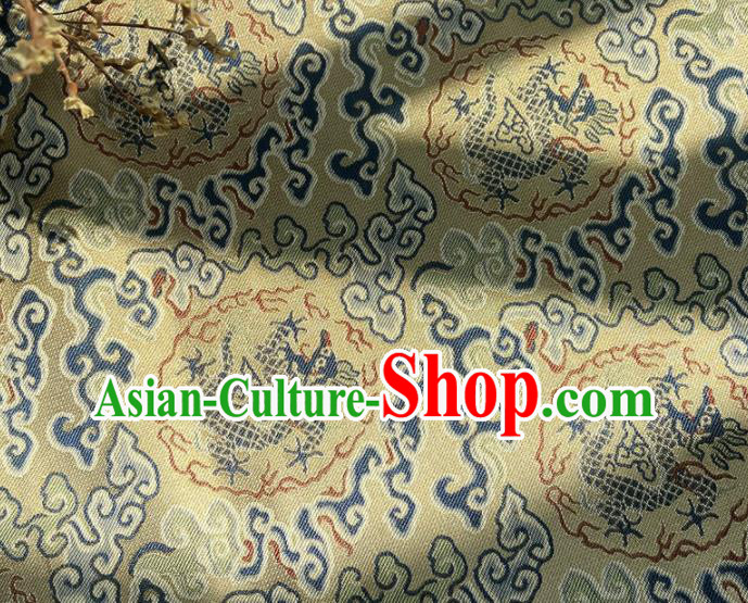 China Traditional Hanfu Silk Fabric Tibetan Robe Yellow Song Brocade Tang Suit Damask Classical Dragon Pattern Satin Tapestry