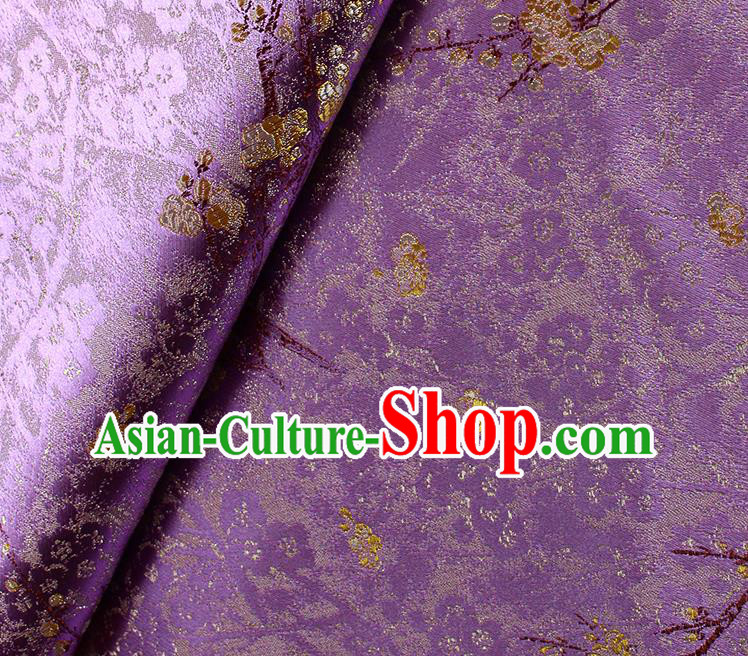 China Traditional Hanfu Silk Fabric Jacquard Purple Brocade Tang Suit Damask Classical Plum Blossom Pattern Satin Tapestry