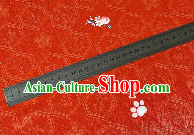 China Classical Hexagon Pattern Satin Tapestry Traditional Hanfu Dress Silk Fabric Jacquard Red Brocade Tang Suit Damask