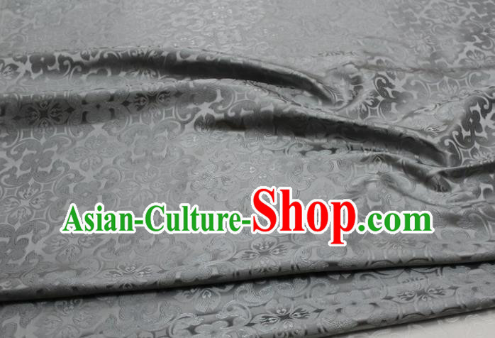 China Traditional Plum Pattern Silk Fabric Tang Suit Jacquard Brocade Material Classical Cheongsam Tapestry Grey Satin Damask