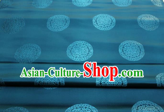 China Traditional Silk Fabric Jacquard Blue Brocade Mongolian Robe Satin Damask Classical Lucky Pattern Tapestry Material