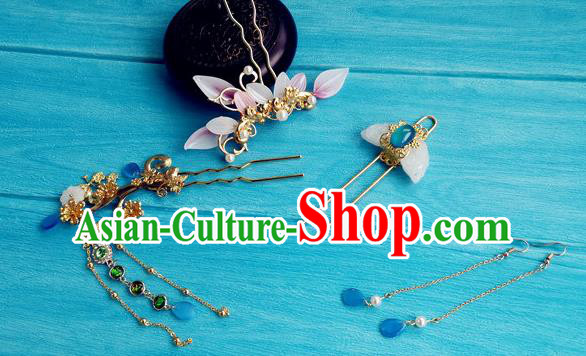Chinese Jin Dynasty Queen Jade Hairpin Traditional Hanfu Hair Accessories Ancient Princess Tassel Hair Stick