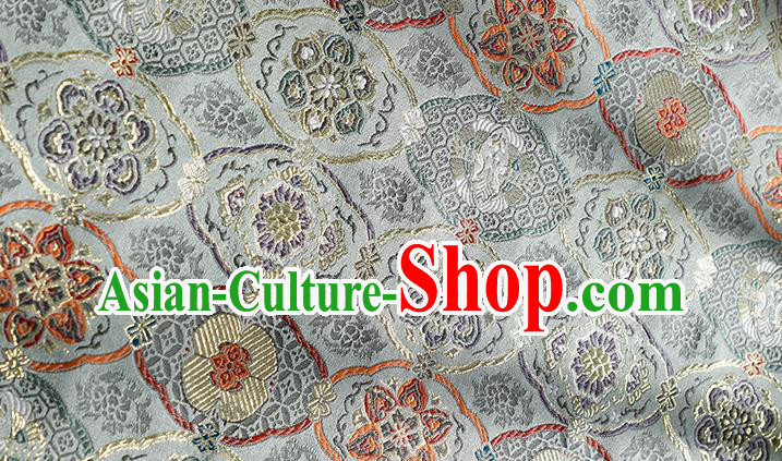 China Traditional Lotus Pattern Brocade Material Jacquard Silk Fabric Classical Cheongsam Light Green Satin Damask Tang Suit Tapestry