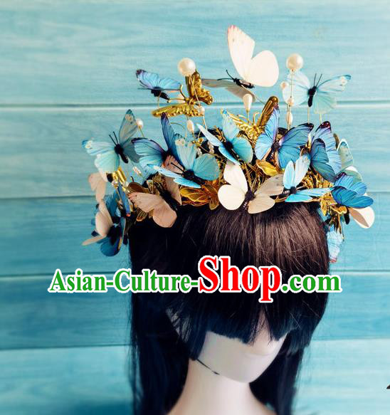 China Traditional Hanfu Butterfly Hair Crown Ancient Noble Infanta Hair Accessories Drama Shangyang Fu Princess Wang Xuan Zhang Ziyi Headdress