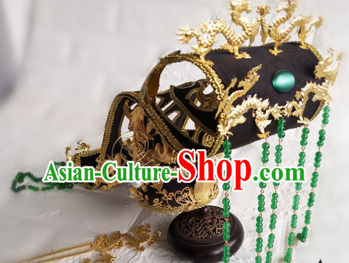 Chinese Qin Dynasty Queen Tassel Hair Crown Traditional Hanfu Hair Accessories Ancient Empress Phoenix Coronet