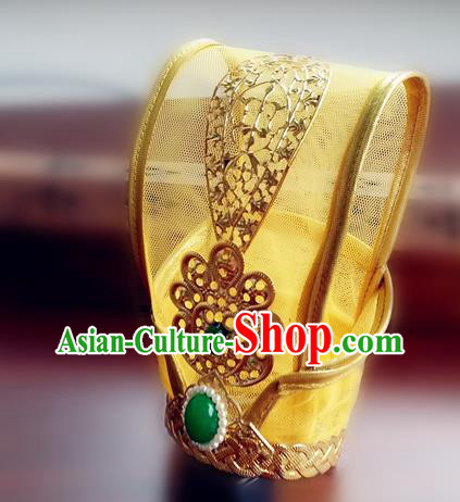 Chinese Ancient Emperor Golden Hairdo Crown Traditional Drama Si Mei Ren Headpiece Warring States Period Chu Huai King Hair Accessories