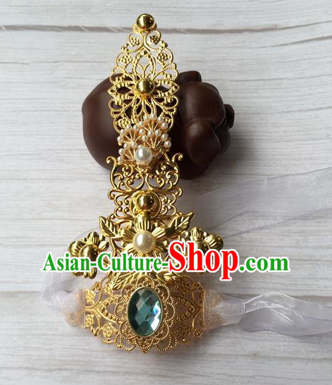 Chinese Ancient Young Knight Golden Hairdo Crown Traditional Tang Dynasty Swordsman Headwear