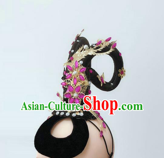 China Woman Solo Dance Hair Clasp Classical Dance Hairpieces Traditional Flying Fairy Dance Wigs