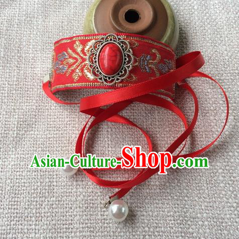 Chinese Traditional Hanfu Hair Accessories Ming Dynasty Childe Red Headband Ancient Bridegroom Hairdo Crown