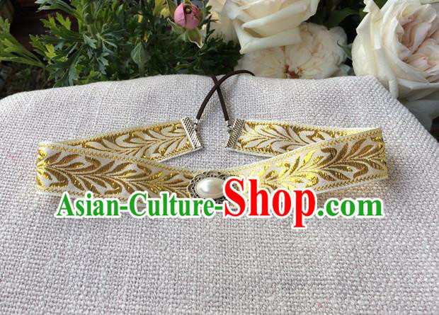 Chinese Traditional Ming Dynasty Childe Hair Accessories Ancient Prince Yellow Headband A Dream in Red Mansions Jia Baoyu Headpiece