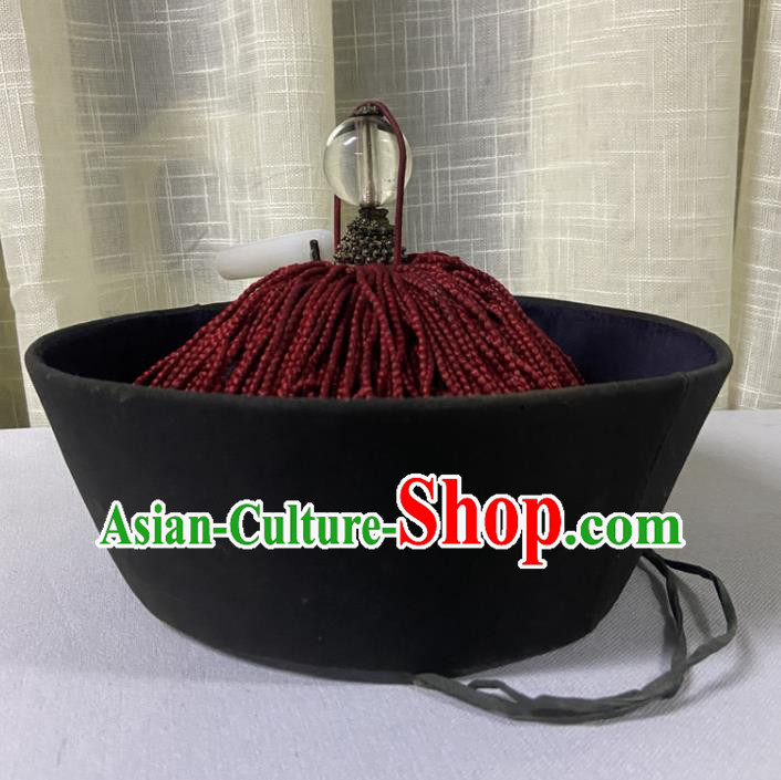 Chinese Traditional Mandarin Headwear Qing Dynasty Official Hat Ancient County Magistrate Headdress