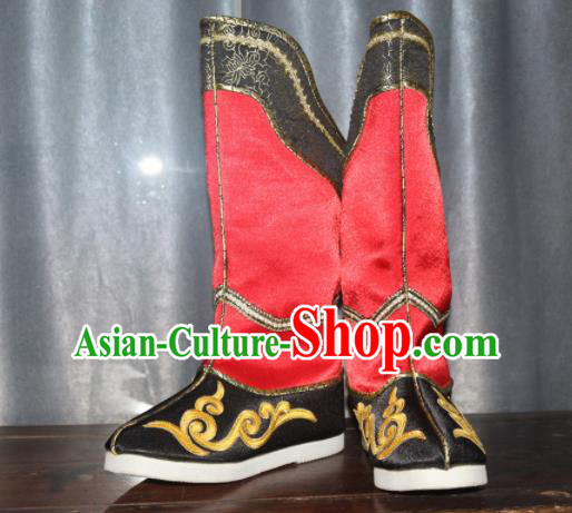 Chinese Qing Dynasty Kangxi Emperor Shoes Ancient Manchu Monarch Boots Traditional Mandarin Wedding Dragon Shoes