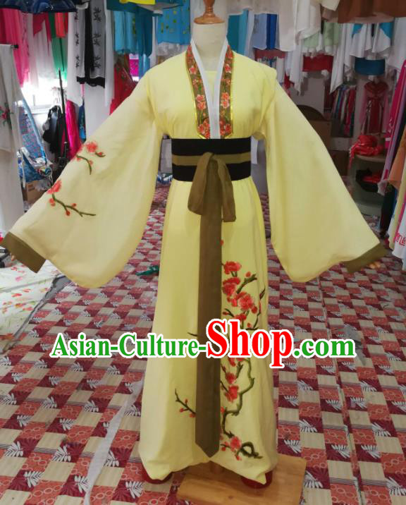 China Traditional Opera Scholar Clothing Shaoxing Opera Young Male Garment Costumes Beijing Opera Xiaosheng Yellow Robe Uniforms