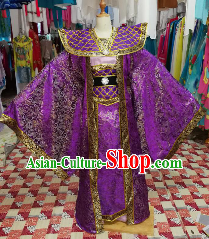 China Beijing Opera Purple Official Robe Uniforms Traditional Opera Prefecture Clothing Guangdong Opera Male Garment Costumes