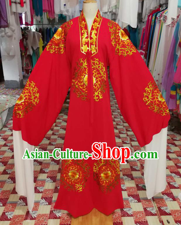 China Beijing Opera Xiaosheng Red Robe Uniforms Traditional Opera Young Male Clothing Shaoxing Opera Niche Garment Costumes