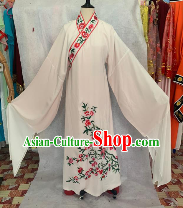 China Traditional Opera Young Male Clothing Shaoxing Opera Scholar Garment Costumes Beijing Opera Xiaosheng Embroidered White Robe