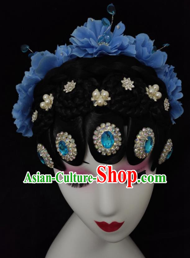 Chinese Woman Opera Dance Hair Accessories Stage Performance Hairpieces Classical Dance Headdress Court Dance Wigs Chignon