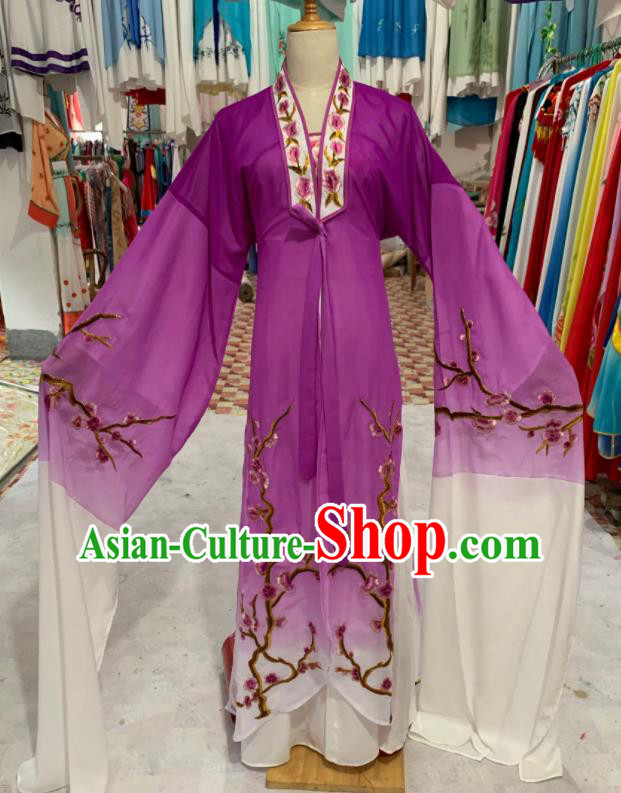 China Huangmei Opera Actress Purple Dress Outfits Peking Opera Diva Clothing Ancient Palace Princess Garment Costumes