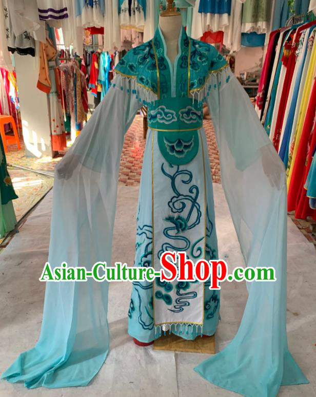 China Ancient Princess Garment Costumes Huangmei Opera Fairy Light Blue Dress Outfits Peking Opera Hua Tan Clothing